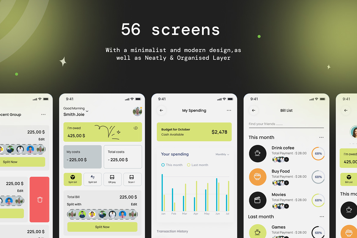 Split Bill & E-wallet mobile app, an UI Kit Template by Muhammad_Ahmad (Photo 3 of 7)