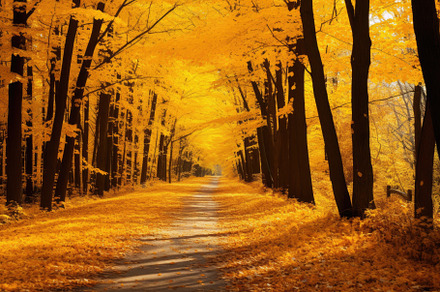 Beautiful autumn landscape with road, a Photo by Iftikhar Alam
