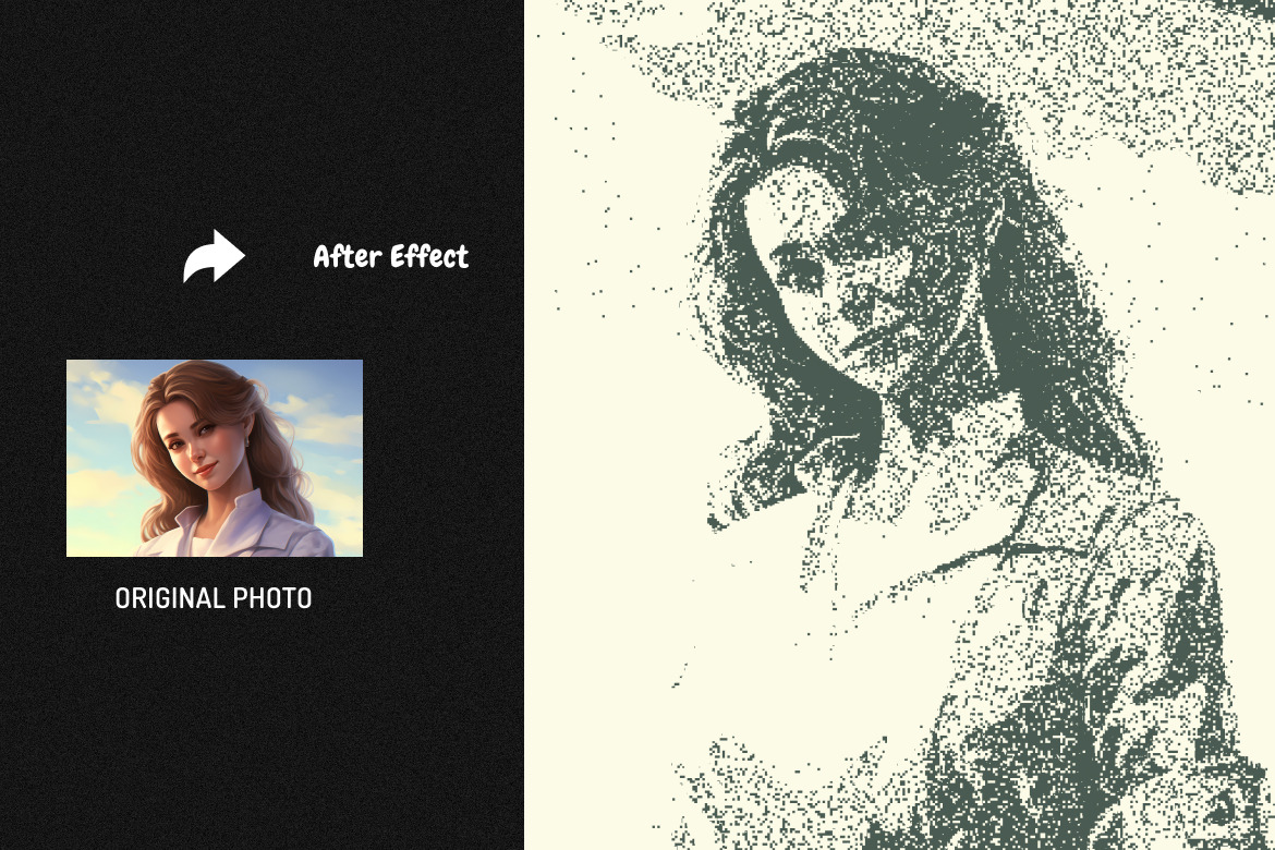 Pixel Bitmap Square And Poster Photo, a Layer Style Add-On by iDoodle ...