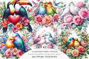 Romantic Bird Couples Clipart, an Illustration by SinaCreation (Thumbnail 1 of 11)