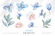 Watercolor clipart Navy tulips, a Decorative Illustration by MariGraphic boutique (Thumbnail 2 of 9)