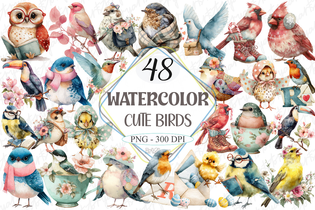 Cute Birds Clipart, a Graphic by designcity5 (Photo 1 of 5)
