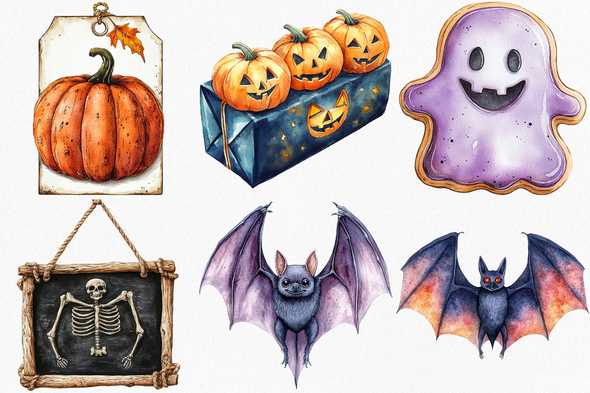 Watercolor Halloween Shop Clipart, an Illustration by Canvas Craft (Photo 2 of 8)