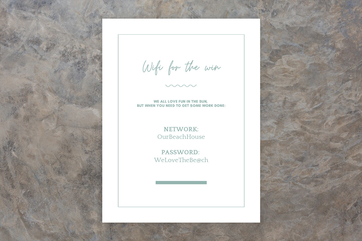 Beach House Wifi Sign - Airbnb Hosts, a Templates & Theme by Kin Studio (Photo 2 of 5)