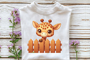 Giraffe Peeking Fence Clipart, an Illustration by CraftArtStudio (Thumbnail 3 of 6)