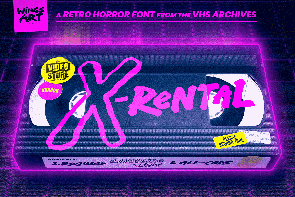 X-Rental - 1980s Retro Horror Font, a Handwritten Font by Wingsart Studio (Photo 1 of 15)