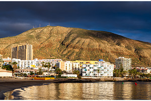 Playa de Los Cristianos beach and, an Architecture Photo by Leonid Andronov