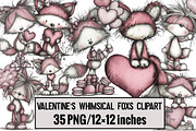 Valentine's Whimsical Foxs Clipart, an Illustration by Design Market (Thumbnail 1 of 3)