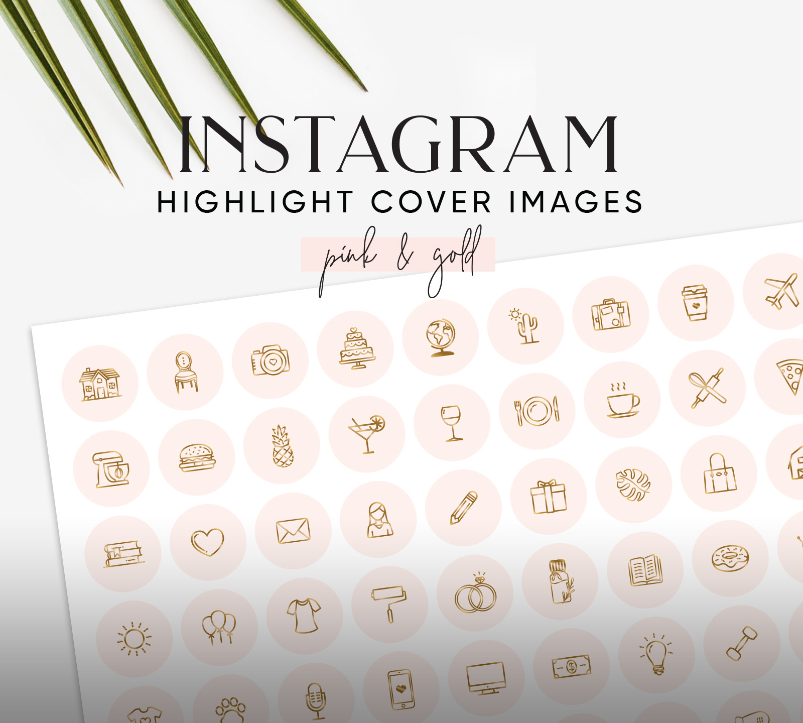 Pink Gold Instagram Highlight Covers | Social Media Templates ...