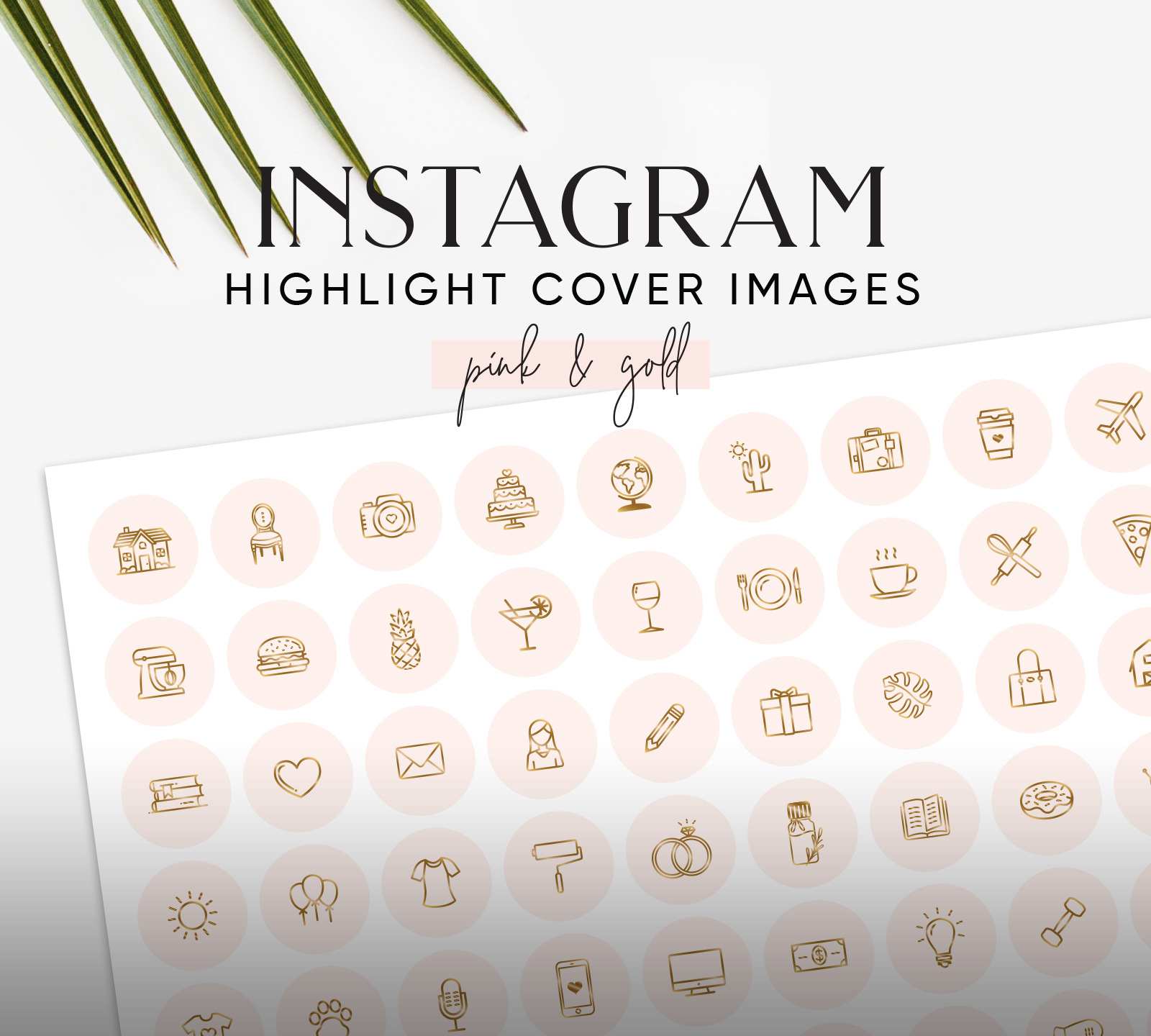 Pink Gold Instagram Highlight Covers, a Social Media Template by Indie