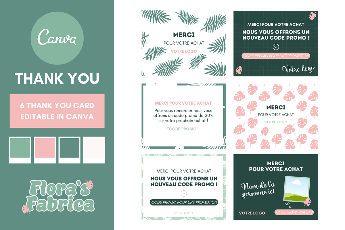 Thank You Card Templates Canva, a Card Template by florasfabrica (Photo 1 of 3)