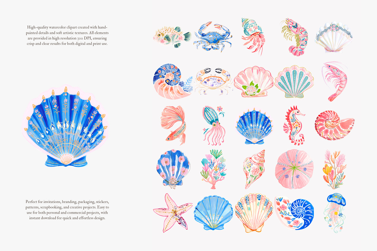 Preppy coastal clipart set, a Decorative Illustration by Patishop Art (Photo 5 of 15)