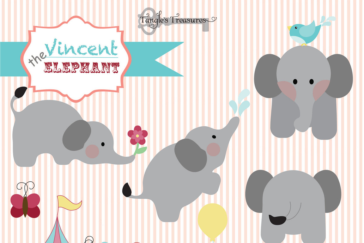 Vincent the Elephant Clipart