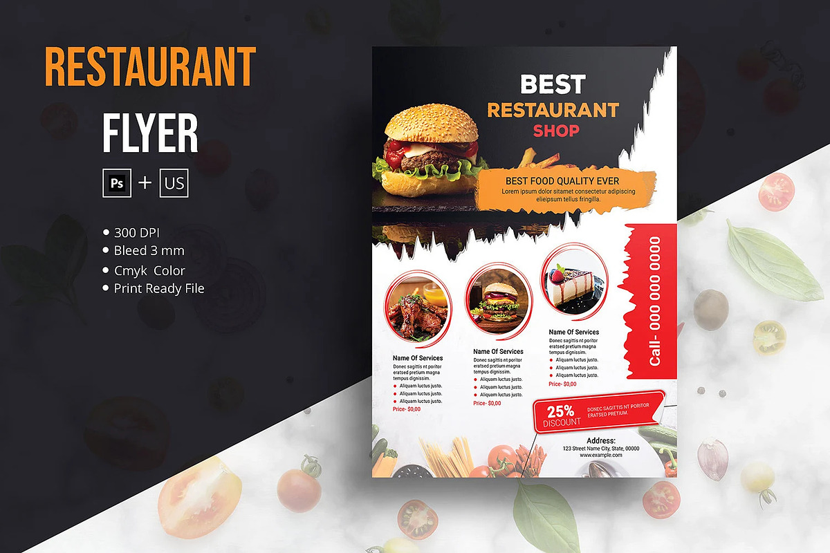 Restaurant Food Promotion Flyer, a Flyer Template by Template Shop (Photo 1 of 4)