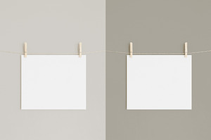 Poster And Pegs Mockup Horizontal