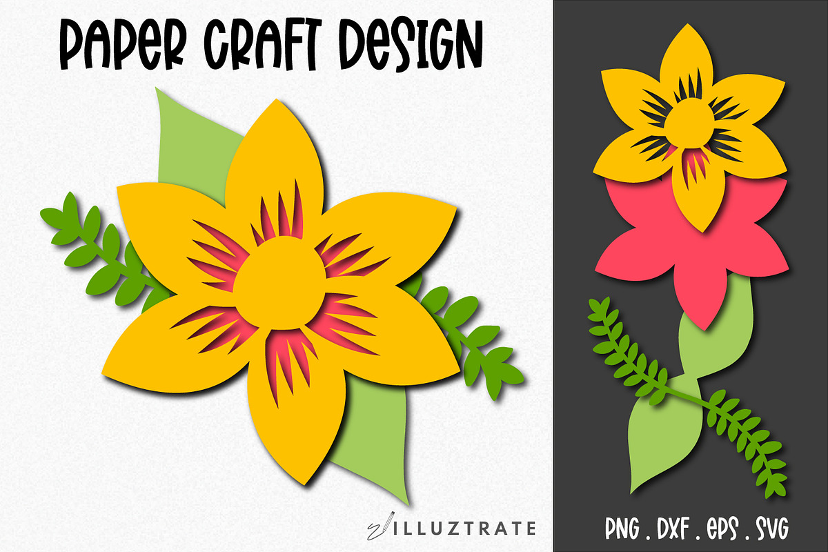 Paper Flower SVG Cut File Bundle, a Decorative Illustration by illuztrate (Photo 12 of 16)