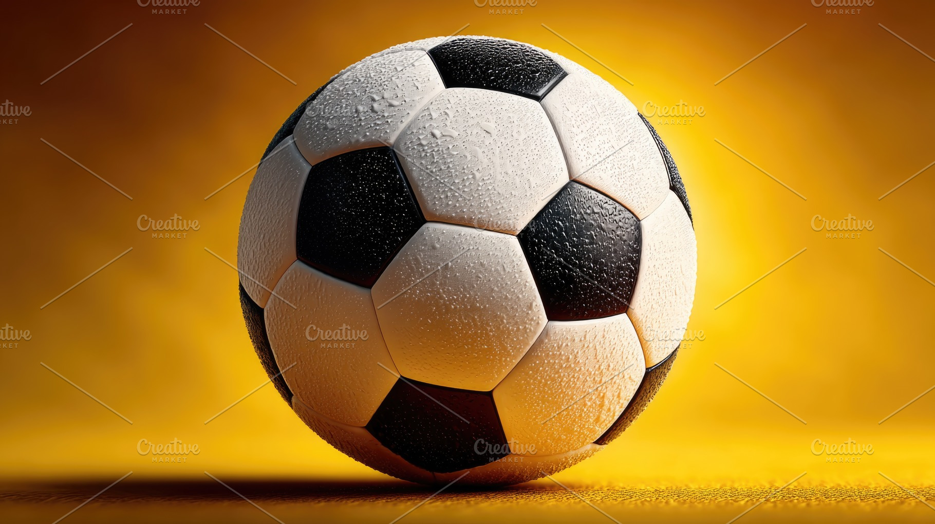 Wet Soccer Ball on Bright Orange Studio Background with Commerci, a Sports & Recreation Photo by José Manuel Gelpi