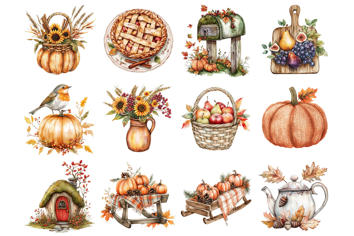 Cottagecore Fall Clipart, a Seasonal Illustration by CitraGraphics (Photo 2 of 6)