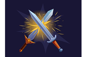 Swords battle cross with light, an Illustration by Valerie Bodnar