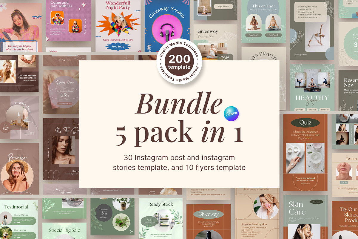 Bundle Pack 5in1 Canva Template, a Social Media Template by Brandearth RRGraph (Photo 1 of 19)