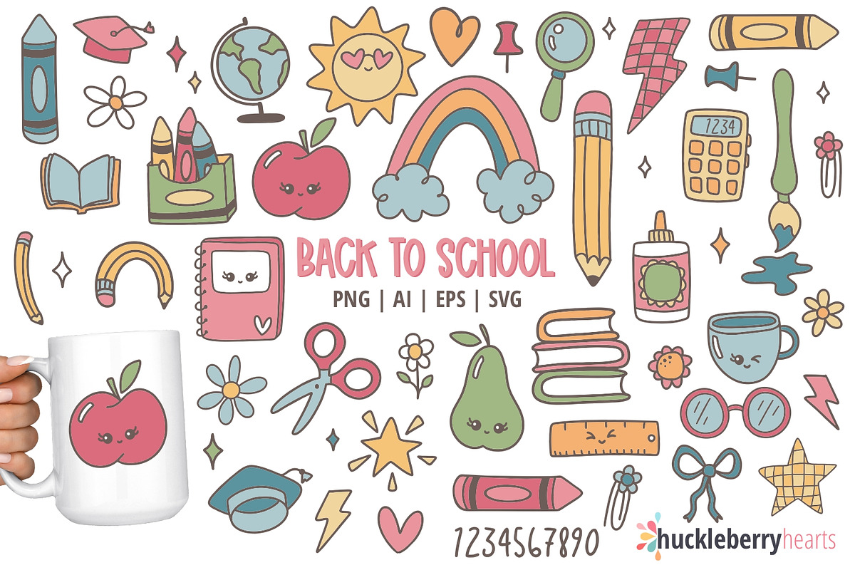 Retro School PNG SVG Clipart, an Object Illustration by Huckleberry Hearts (Photo 2 of 4)