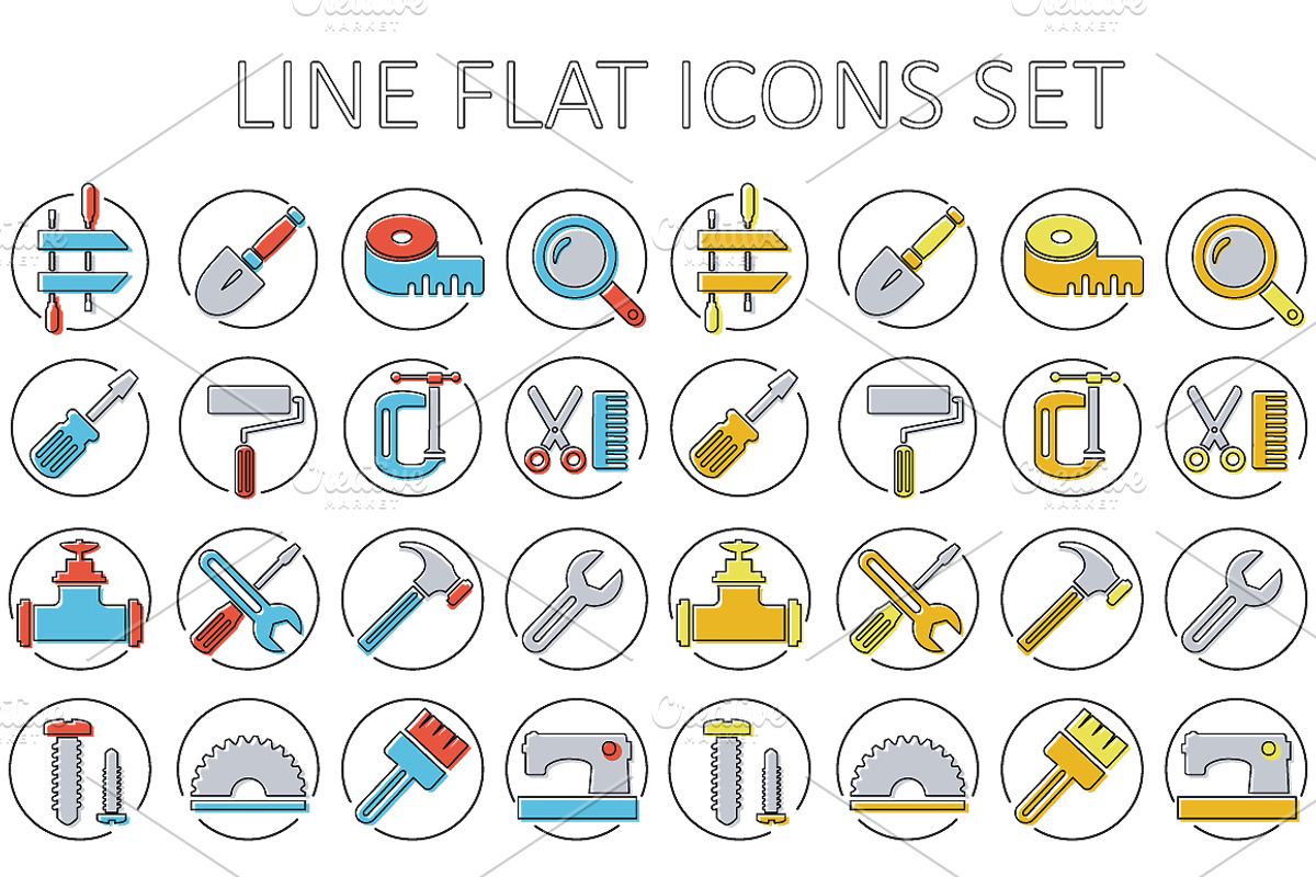 Line flat icon set, an Outline Icon by AlexZeL (Photo 3 of 4)