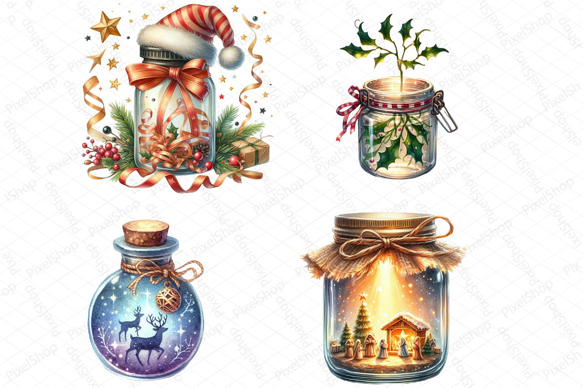 Christmas Magic Jars Clipart, an Illustration by DreamPrint404 (Photo 4 of 4)
