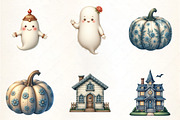 Blue & Ivory Chinoiserie Halloween P, an Illustration by CrexoraLab (Thumbnail 1 of 5)