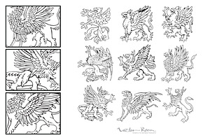 Set Of Heraldic Monsters