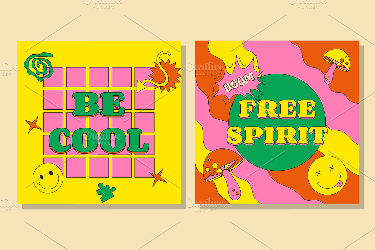Set of Retro Groovy cards, an Illustration by T Bild (Photo 3 of 3)