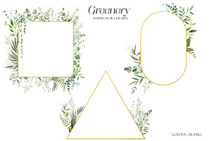 Greenery Watercolor Clipart