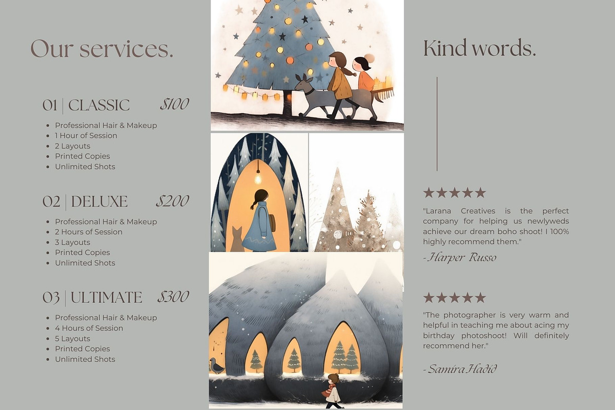 8 Christmas cute girl grey trees, a Seasonal Illustration by ARTOZEN DIGITAL (Photo 9 of 15)