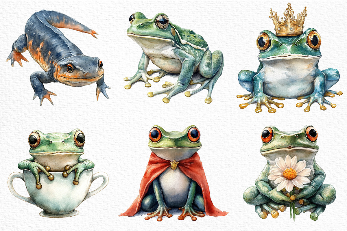 Watercolor Amphibians Clipart, an Illustration by Craft Nest (Photo 3 of 6)