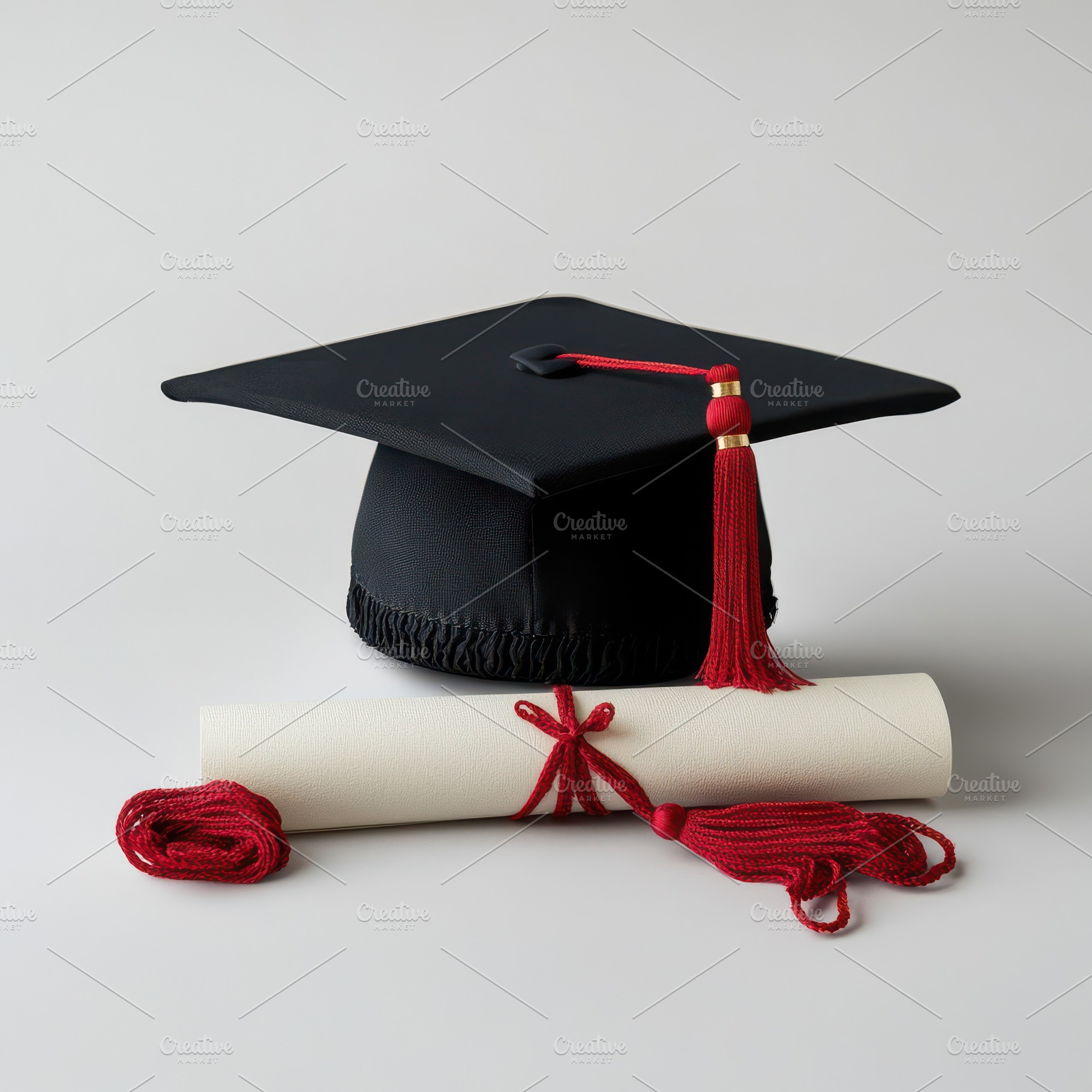 Graduation cap and diploma success a, an Abstract Photo by Pixeness Studio