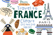 France Travel Vector Clipart, a Decorative Illustration by Luamor (Thumbnail 1 of 5)