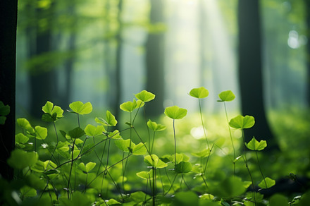 Beautiful branches with vivid green leaves on sunny bokeh background of greener, an Abstract Photo by Natalia Klenova's Shop