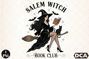 Halloween Vintage Salem Witch Book C, an Illustration by DreamCafeArt