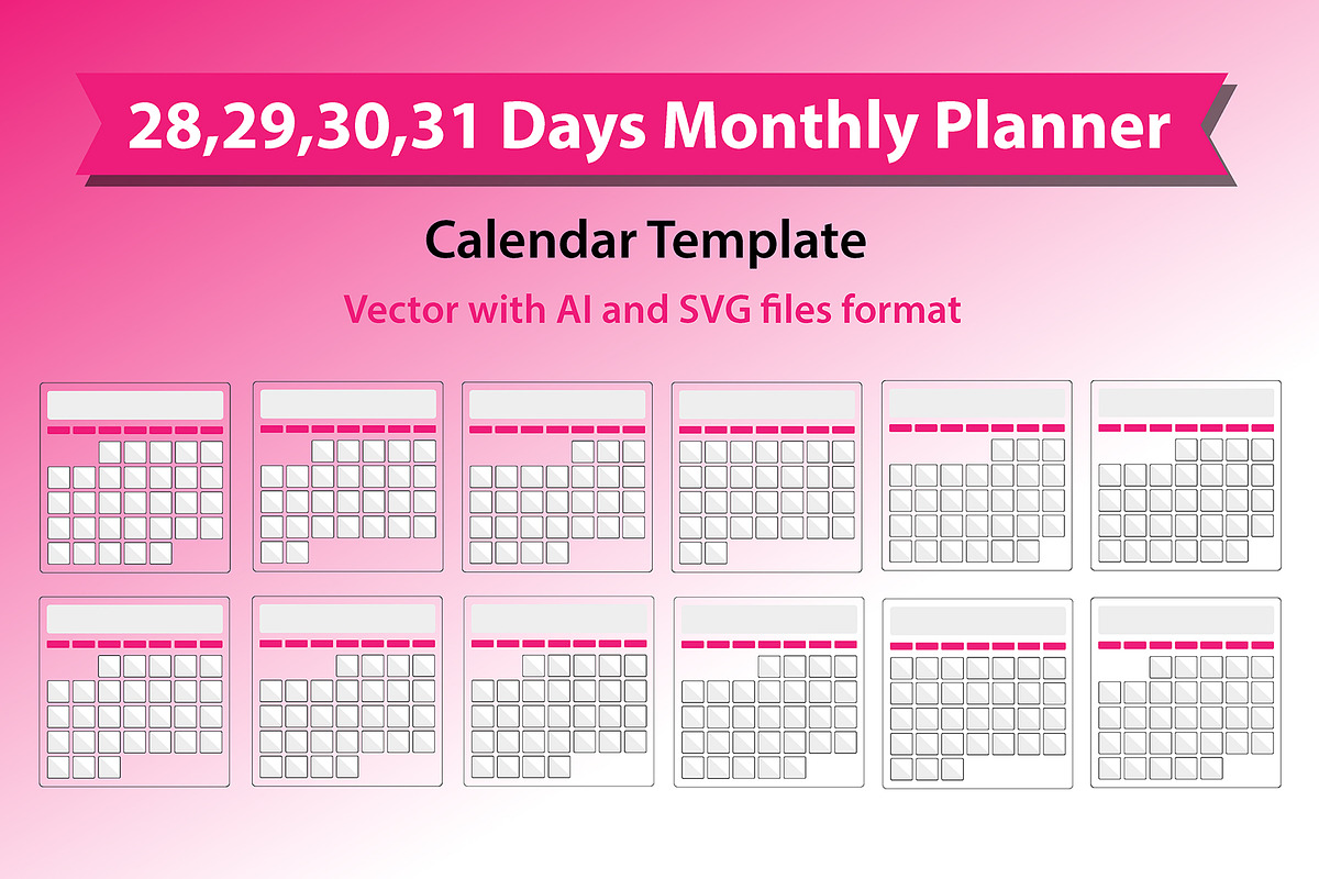 Monthly Planner Calendar Template, a Stationery Template by VL Shop (Photo 1 of 7)