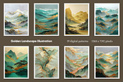 Golden Landscape Illustration, a Decorative Illustration by Housui Patterns (Thumbnail 3 of 10)