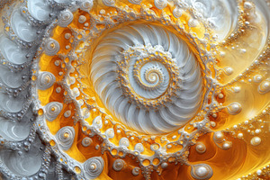 Abstract Spiral Art Gold Silver Swir, a Photo by Pixeness Studio