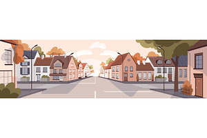 City street with road and houses, an Illustration by Good Studio