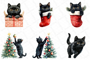 Christmas Funny Black Cat Clipart, an Illustration by DreamPrint404 (Thumbnail 3 of 6)