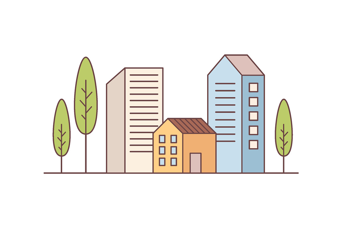 Urban area line art, an Object Illustration by Good Studio (Photo 2 of 3)