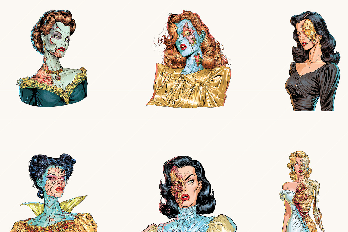 Vintage Zombie Women Clipart, a Person Illustration by BusyDaydesign (Photo 6 of 9)