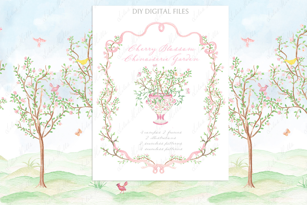 Cherry Blossom Chinoiseries Garden, a Graphic by LABFcreations (Photo 1 of 6)