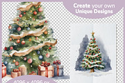 Snowy Christmas Trees Watercolor Art, a Decorative Illustration by Digital Dreamscaping (Thumbnail 4 of 4)