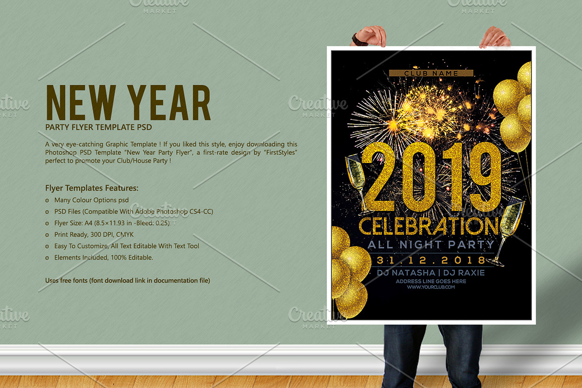 New Year Party Flyer, a Flyer Template by Flyer Arts (Photo 1 of 4)