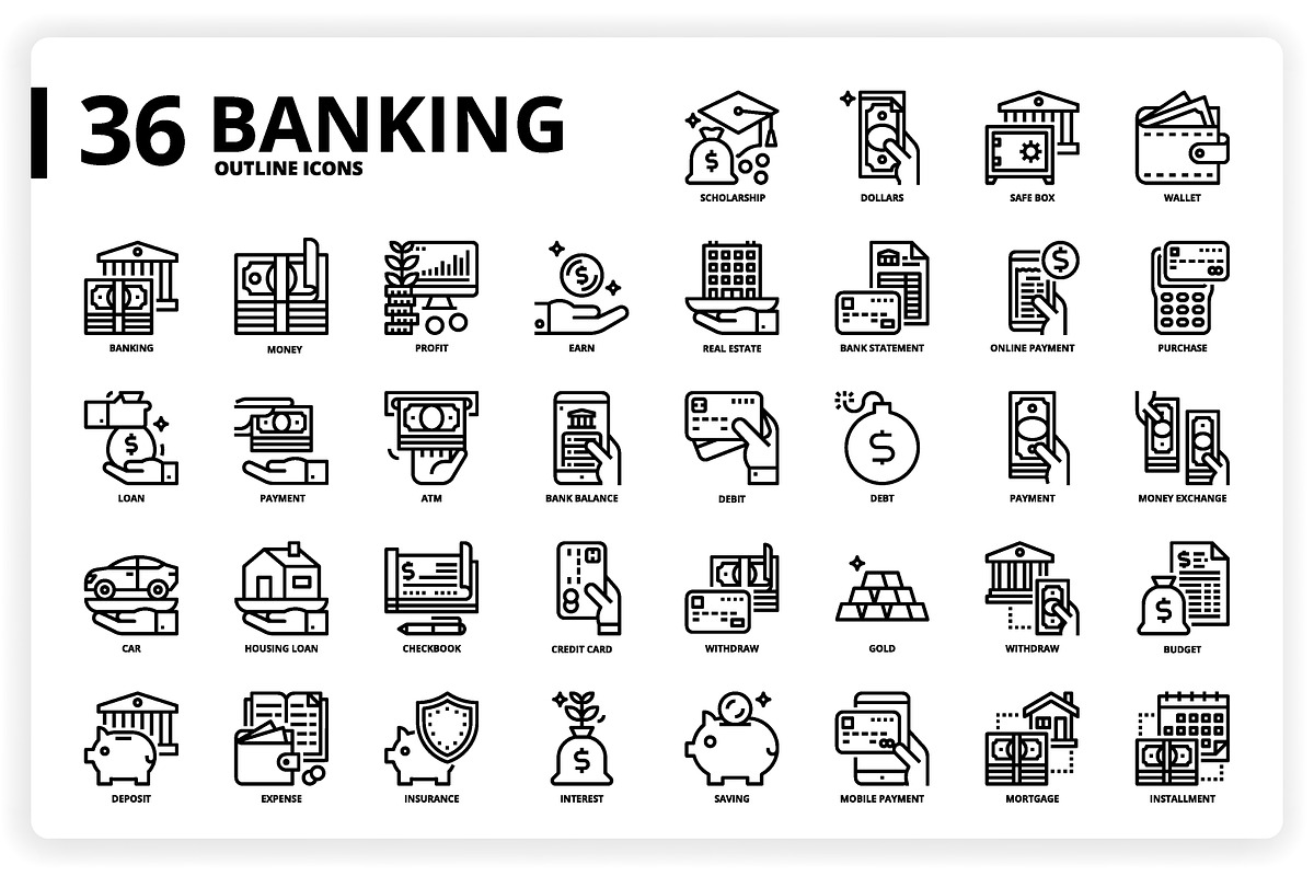 3,600 Icons x3 Styles, an Outline Icon by monkik (Photo 37 of 299)