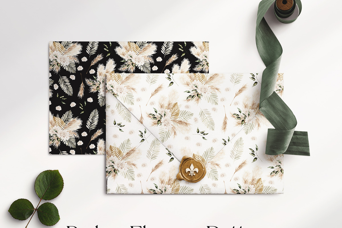 Watercolor flower - Boho leaves Set, an Illustration by Beigetime (Photo 2 of 9)