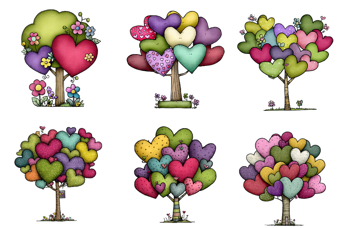 Whimsical Valentines Day Heart Tree, an Illustration by CreationArt (Photo 7 of 7)